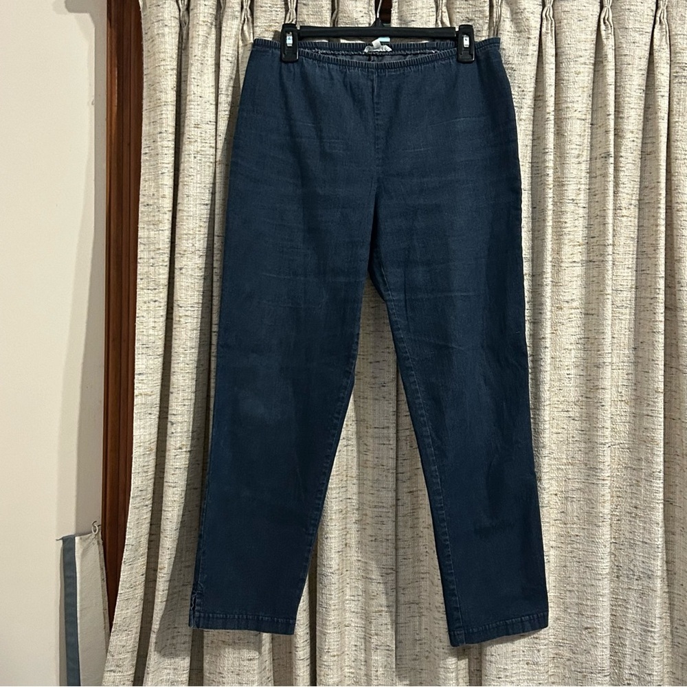 Eileen Fisher Side Zip Cotton Blend Denim Pants - Medium